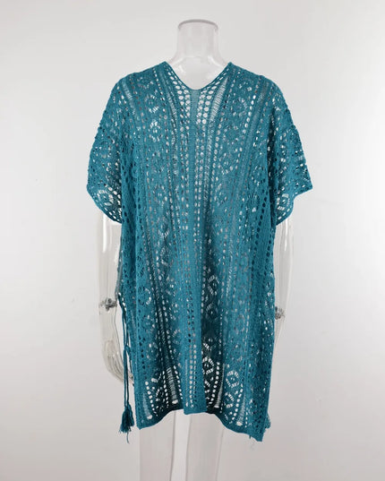 Angel Wings Cutout V-Neck Cover-Up with Tassel 