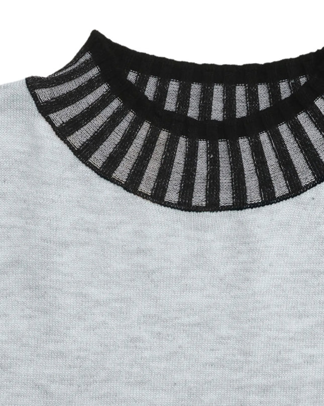 Striped Trim Tie Waist Sweater Dress