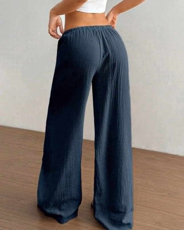 Wide Leg Drawstring Casual Pants