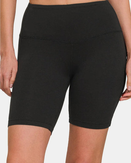 Zenana High Waist Active Shorts Black