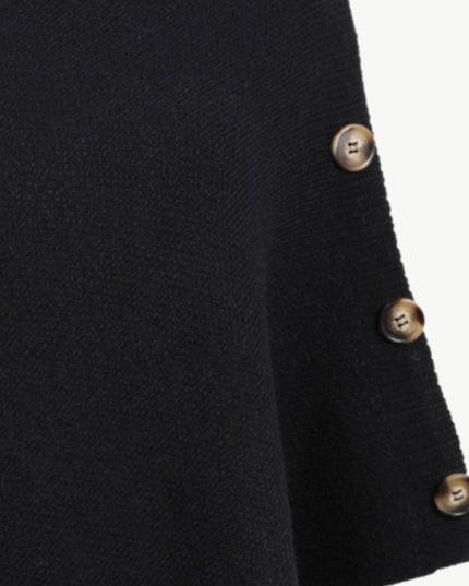 Turtleneck Buttoned Poncho