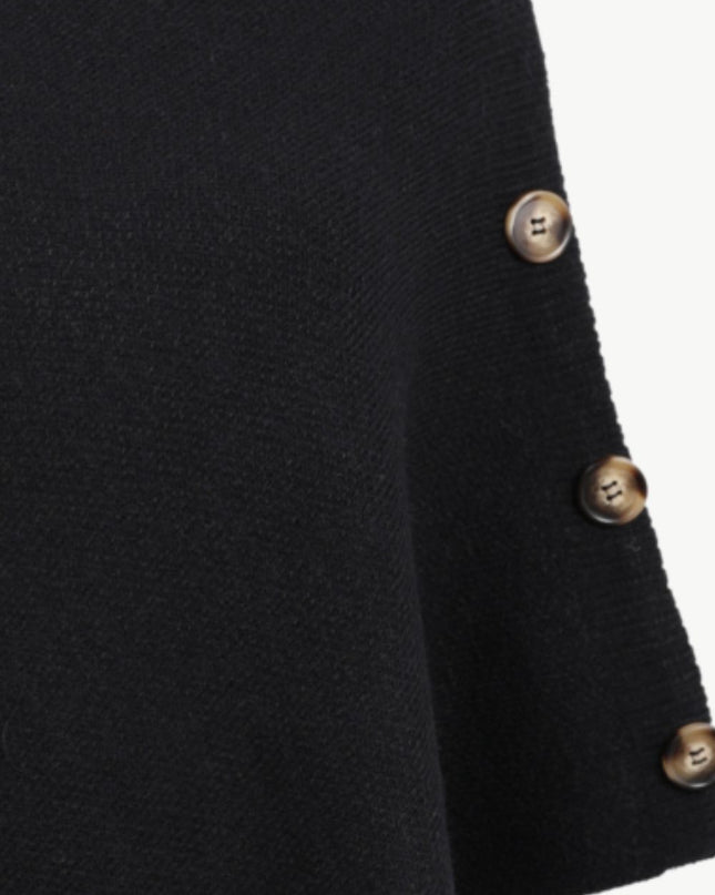 Turtleneck Buttoned Poncho