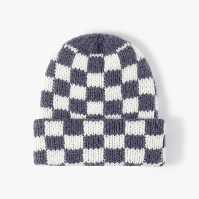 Thermal Checkered Hat Dusty Blue One Size