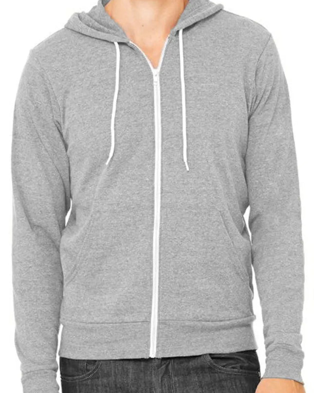 WEIV Men's Zip Up Basic Jacket With Hood GREY