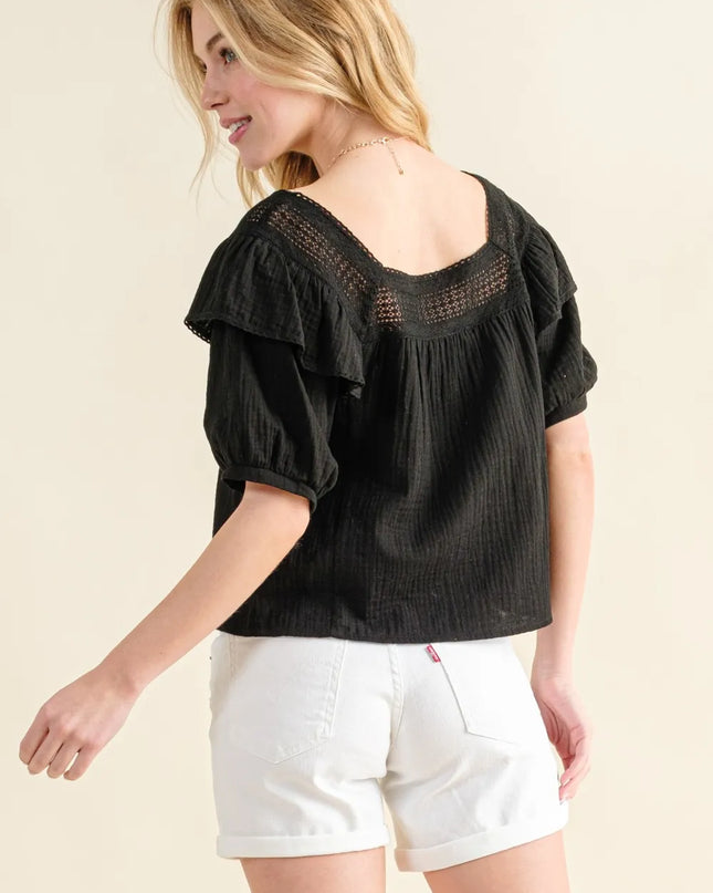 And The Why Square Neck Ruffled Blouse 