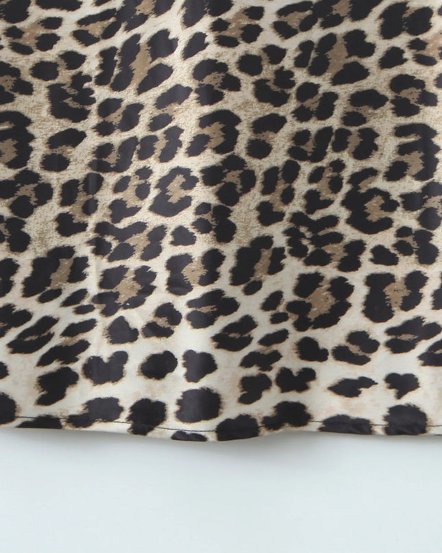 Leopard Print Satin Maxi Dress