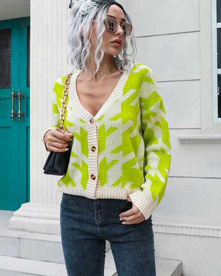 Houndstooth Button Down Cardigan