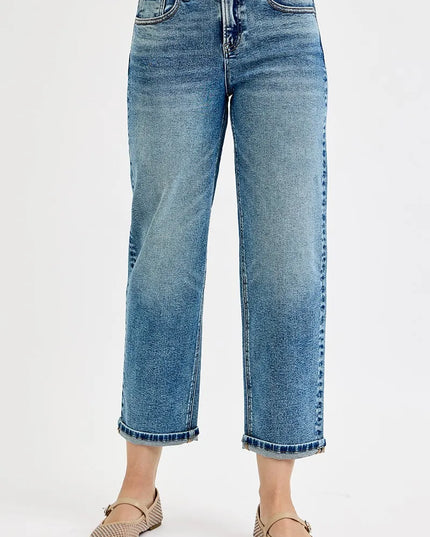 RISEN Full Size High Rise Crop Boyfriend Jeans Plus Size MEDIUM