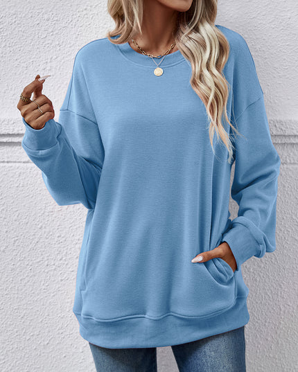 Dropped Shoulder Sweatshirt with Pockets