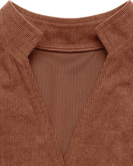 Long Sleeve Button Front Belted Midi Dress