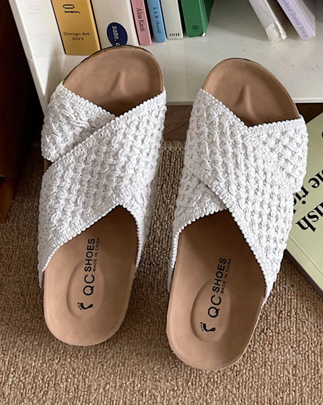 Cross Strap Woven Pattern Comfort Sandals 