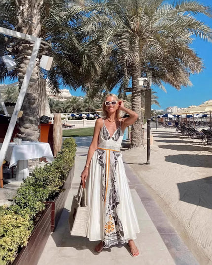 Printed V-Neck Cami Dress 