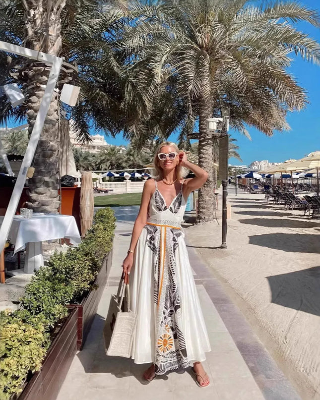 Printed V-Neck Cami Dress 