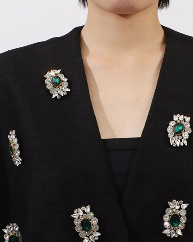 Plus Size Rhinestone Relaxed Fit Vest Coat