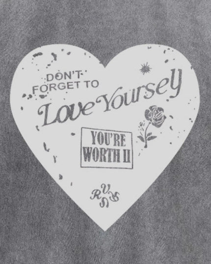 Heart Round Neck Short Sleeve T-Shirt 