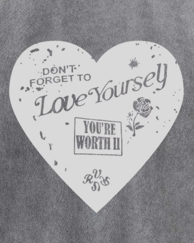 Heart Round Neck Short Sleeve T-Shirt 