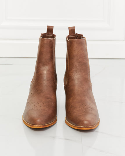 MMShoes Love the Journey Stacked Heel Chelsea Boot in Chestnut