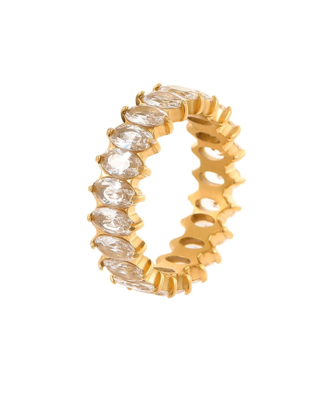 18K Gold-Plated Stainless Steel Zircon Ring