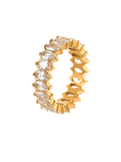 18K Gold-Plated Stainless Steel Zircon Ring