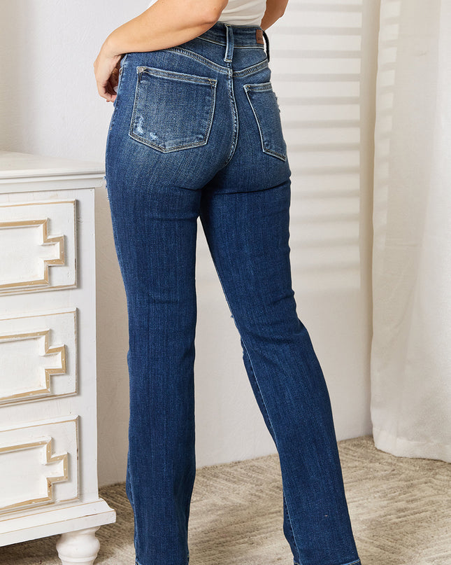 Judy Blue Full Size Mid Rise Hand Sand & Destroy Bootcut Jeans