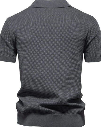 Men's Classic Textured Short Sleeve Polo Shirt