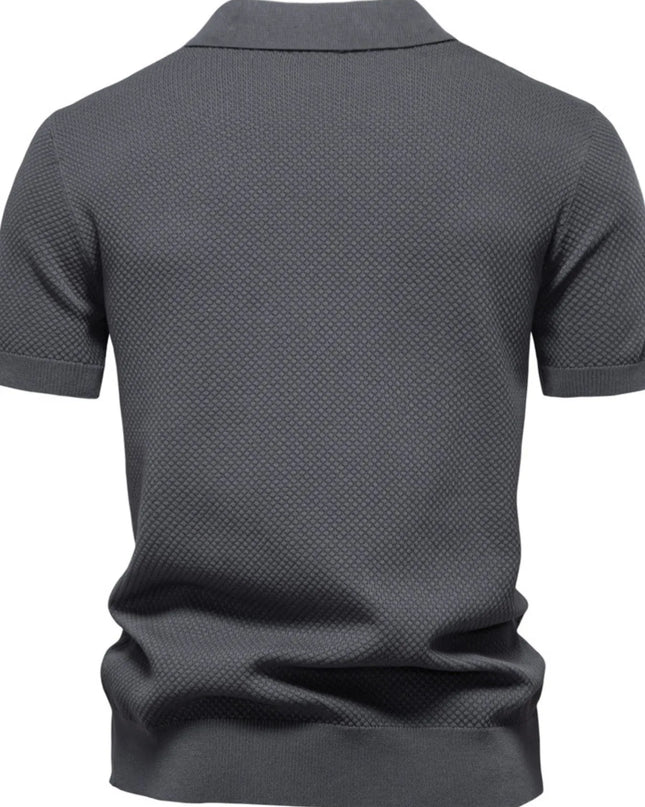 Men's Classic Textured Short Sleeve Polo Shirt
