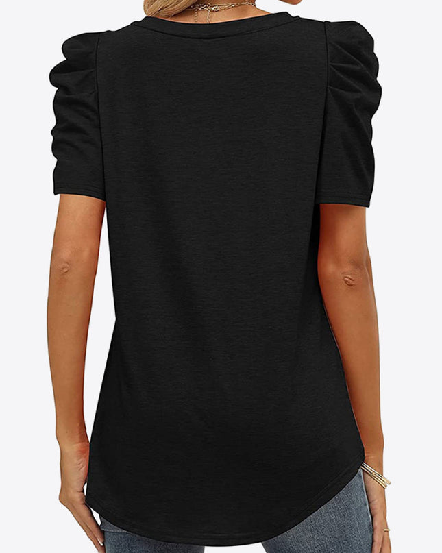 V-Neck Puff Sleeve Tee