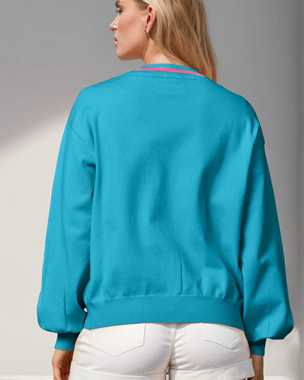 Double Take Full Size Nutcracker Sequin Bow Decor Cardigan