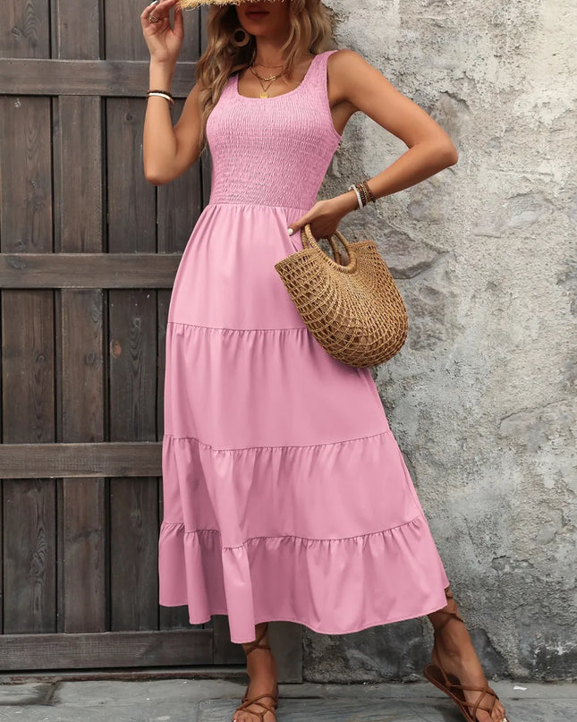 Ivy Lane Smocked Scoop Neck Sleeveless Tank Dress 