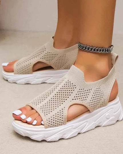 Peep Toe Cutout Mesh Sandals