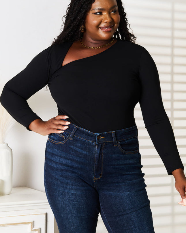 Basic Bae Asymmetrical Neck Long Sleeve Top