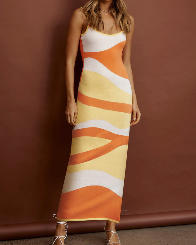 Spaghetti Strap Maxi Sweater Dress Caramel