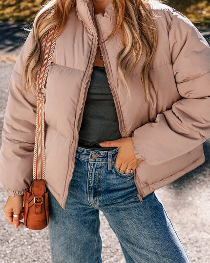 Turtleneck Zip Up Long Sleeve Winter Coat Dust Storm