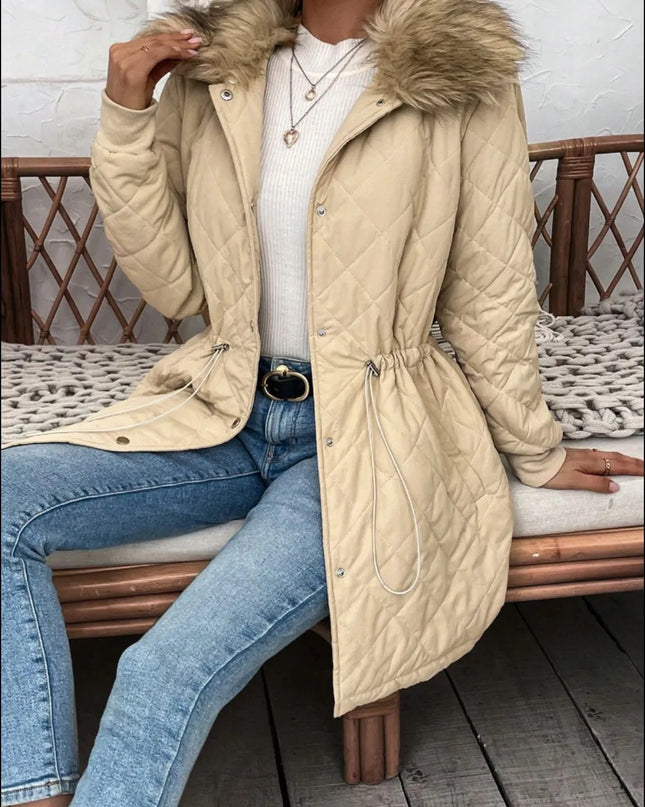 Drawstring Snap Down Long Sleeve Outerwear