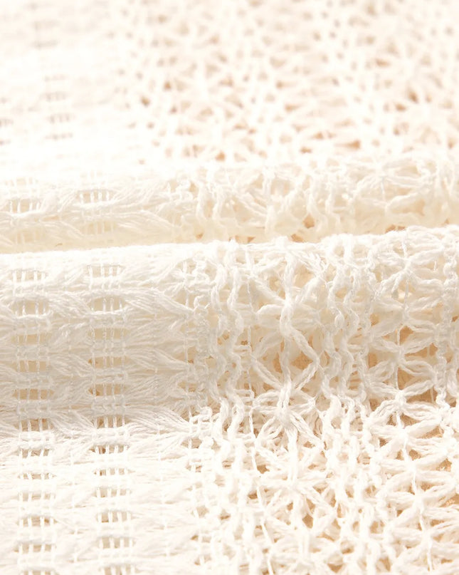 Lace Crochet Collared Neck Oversized Shirt