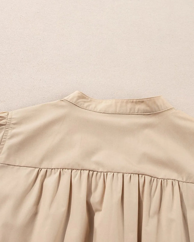 Leopard Frill Short Sleeve Blouse