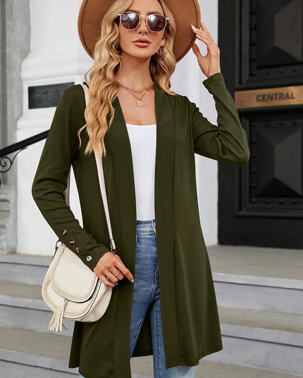 Open Front Long Sleeve Cardigan Moss