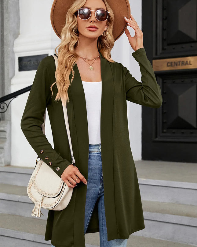 Open Front Long Sleeve Cardigan Moss