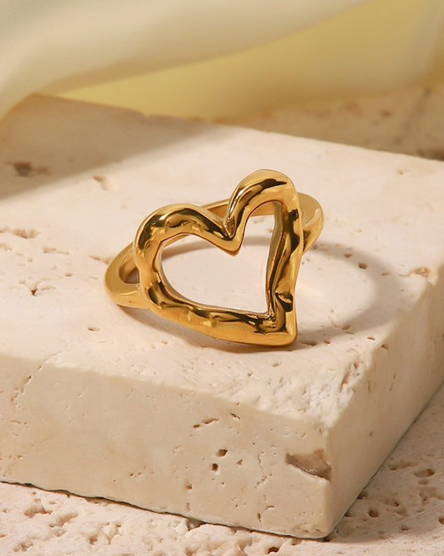 18K Gold Plated Heart-Shaped Ring 