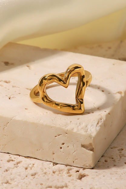 18K Gold Plated Heart-Shaped Ring 