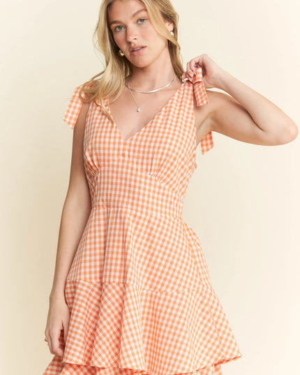 Jade By Jane Sleeveless Gingham Print Tiered Midi Dress