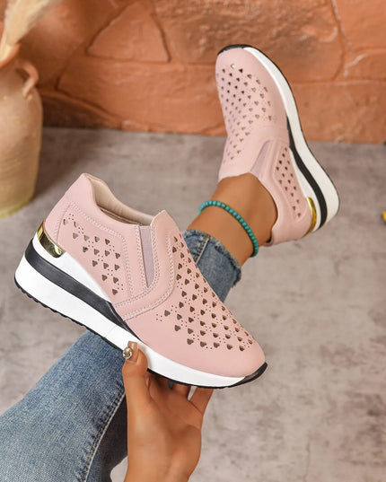Breathable Cutout Wedge Sneakers 