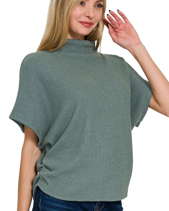 Zenana Mock Neck Top and Pants Sweater Set