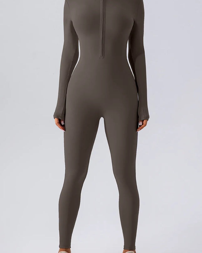 Half Zip Mock Neck Active Jumpsuit 