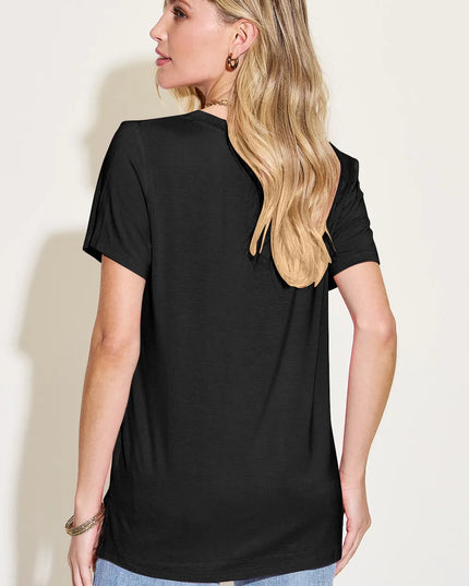 Basic Bae Bamboo Full Size V-Neck High-Low T-Shirt