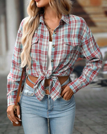 Plaid Button-Down Oversized Shirt