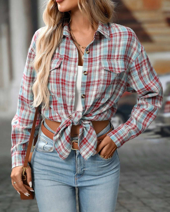 Plaid Button-Down Oversized Shirt