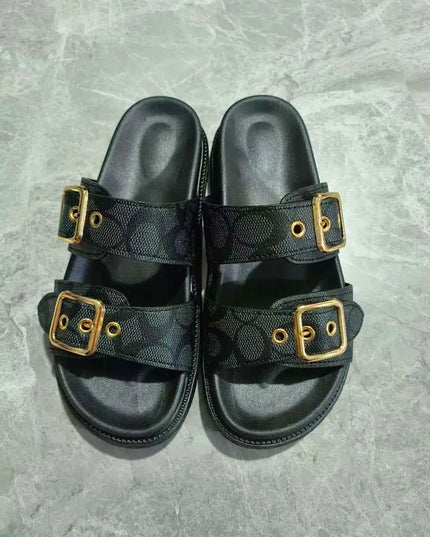 Open Toe Double Buckle Sandals