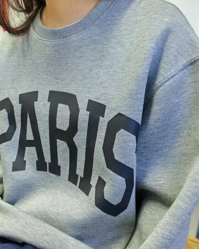 Basic Bae PARIS Round Neck Long Sleeve Air Scuba Sweatshirt