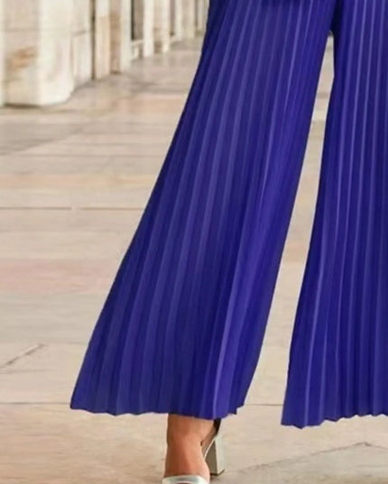 Pleated Sleeveless Wide Leg Jumpsuit